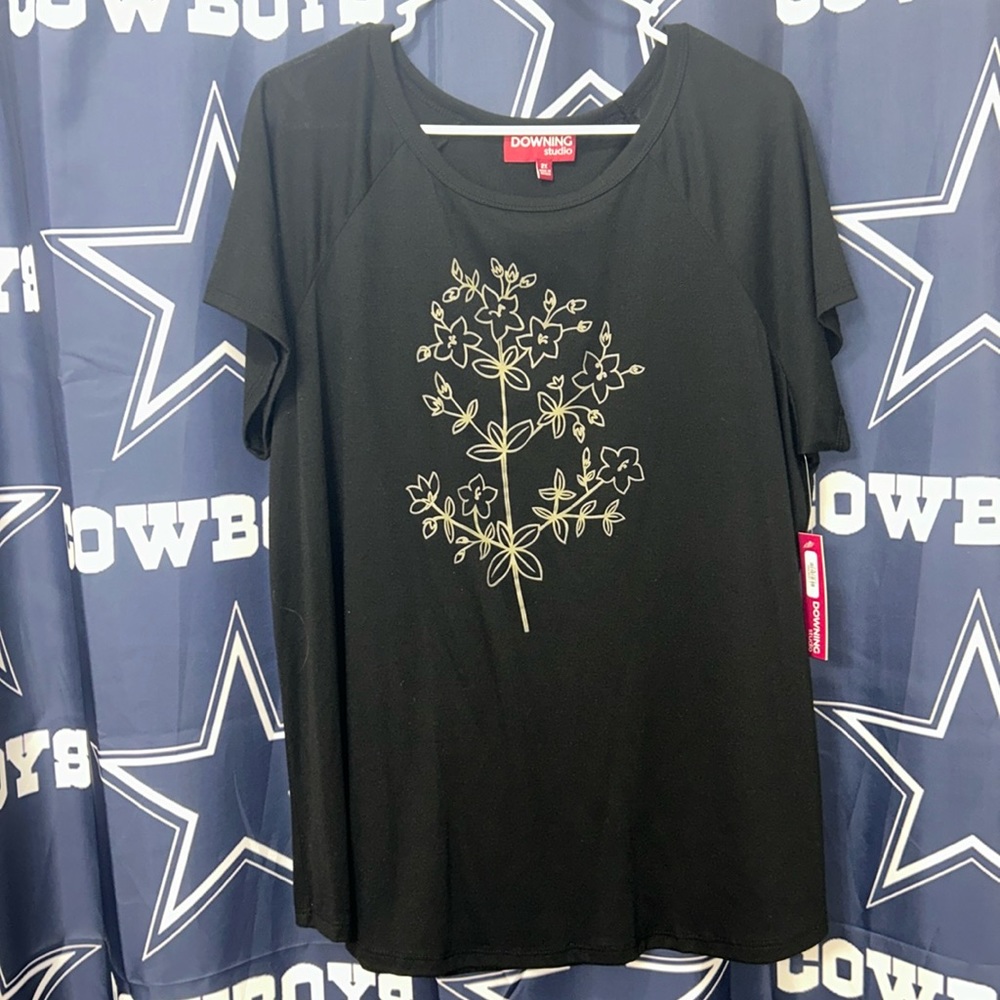 NWT Downing Studio black blouse Size 2X